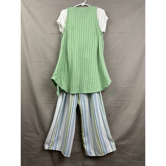 Love Squared Girls Boho Stripe Romper & Open Front Cardigan Vest, Size 8 - Picture 4 of 4